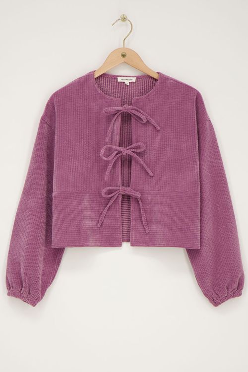 Pink corduroy top with bows | My Jewellery