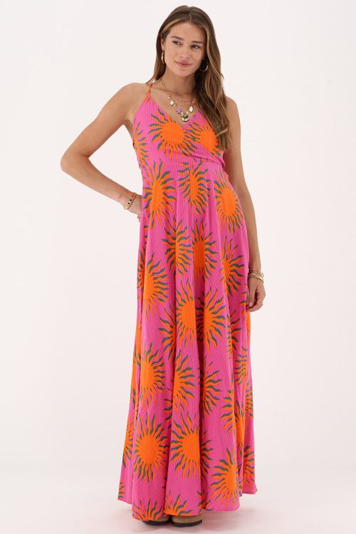 Pink maxi dress with solar print | My Jewellery