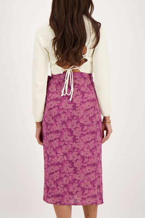 Pink midi wrap skirt with flower print | My Jewellery
