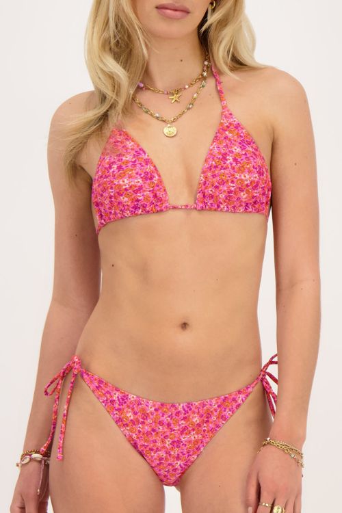 Pink triangle bikini set with mini flowers | My Jewellery