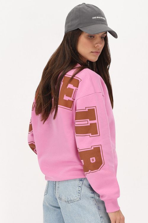 Pink oversized sweatshirt "Bonheur" | My Jewellery