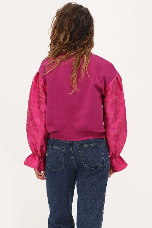 Pink sweater with jacquard sleeves | My Jewellery