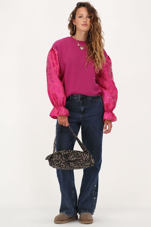 Pink sweater with jacquard sleeves | My Jewellery