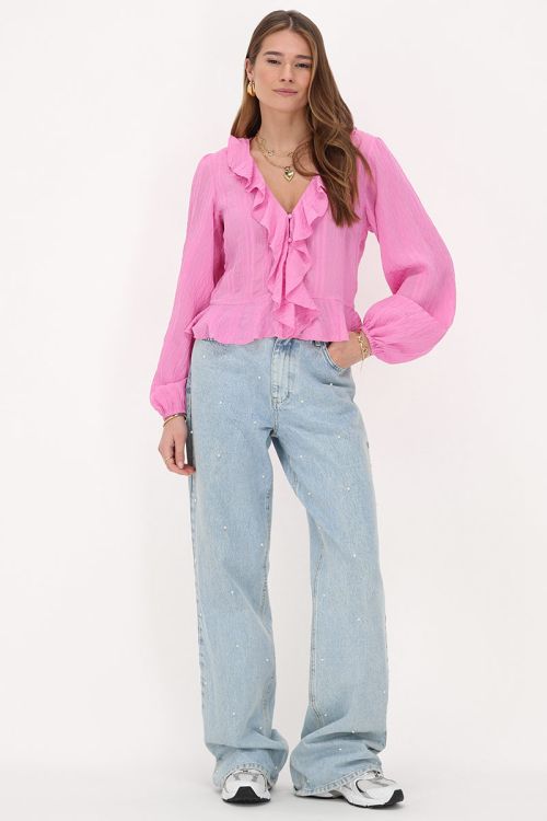 Pink top with ruffles & buttons | My Jewellery