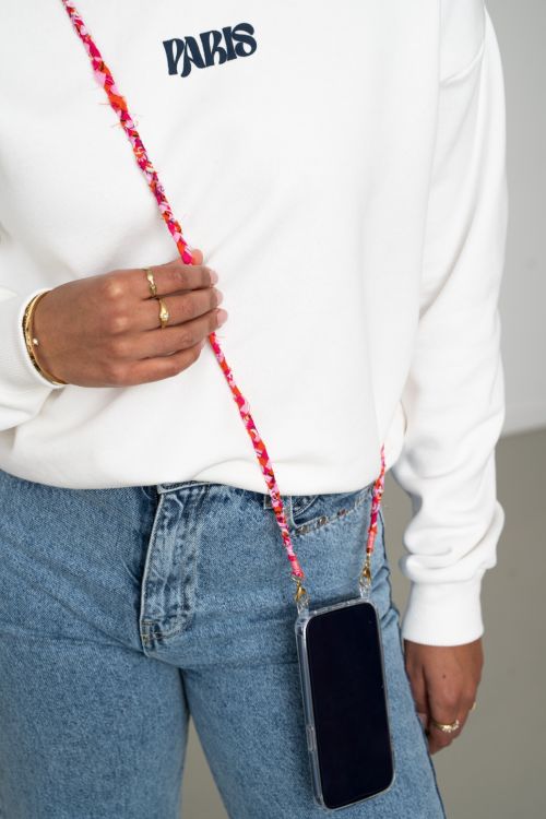 Pink & orange bandana phone cord | My Jewellery