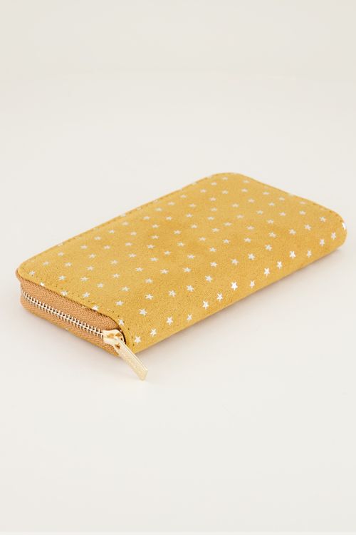 Yellow wallet with big stars, wallet with print My Jewellery