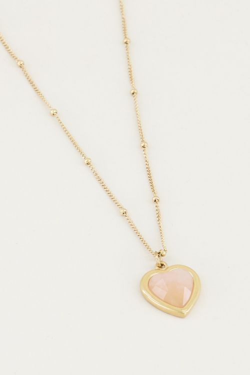 Ketting Rose Quartz hartje, edelsteen ketting