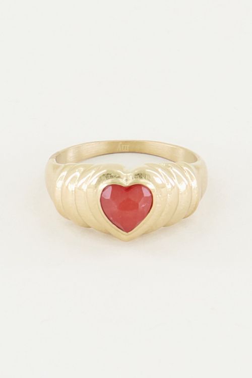 Ring red jade hartje, ring met jade My Jewellery