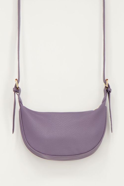 Purple cross-body bag with gold zip | My Jewellery