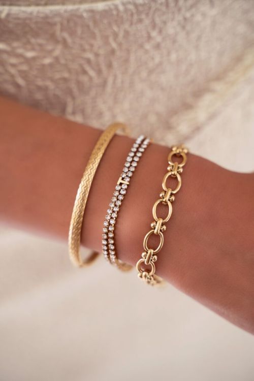 Double rhinestone bracelet with initial | My Jewellery