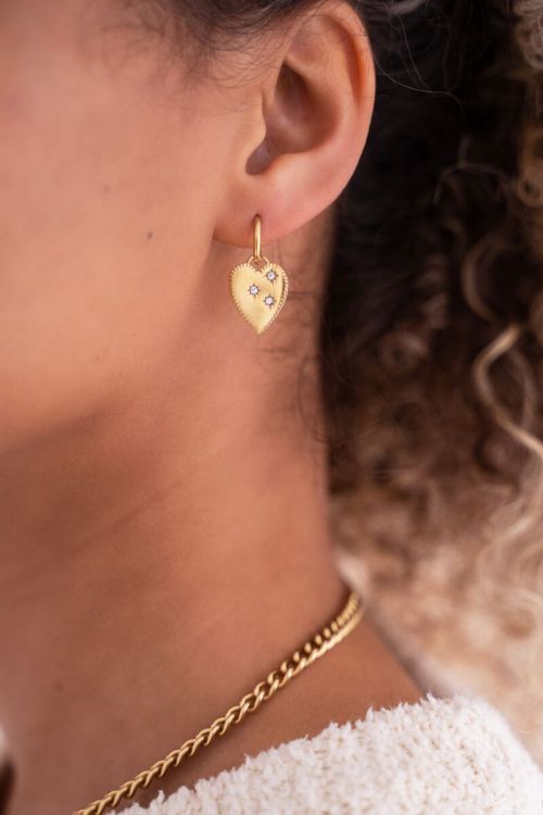 Sunchasers hoop earrings with heart charm & rhinestones