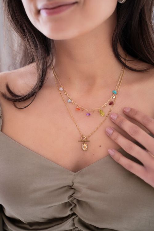 Ketting met slotje & hart strass bedel | My Jewellery