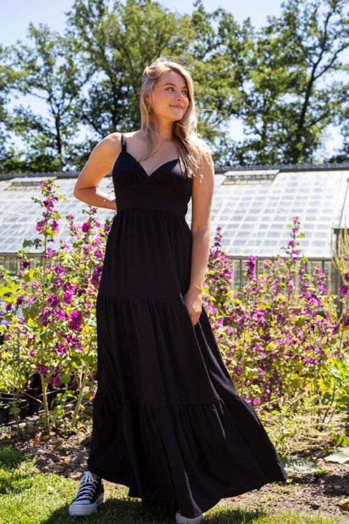 verontreiniging onderwijzen puzzel Zwarte maxi jurk met strikdetail op rug | My Jewellery