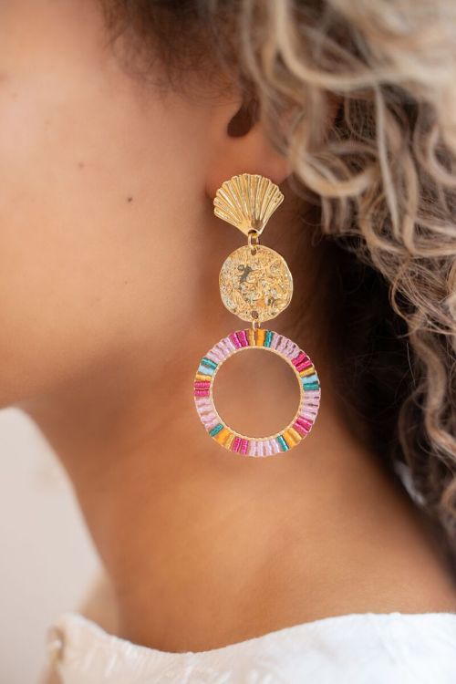 Statement oorhangers met multikleur kraaltjes | My Jewellery