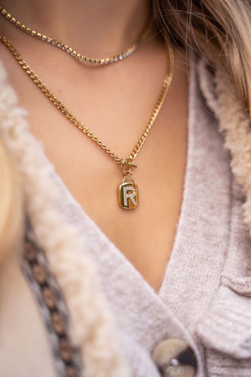 Schakelketting met zirkonia initial | My Jewellery