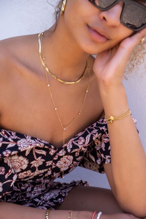 Flat chain necklace with flowers | My Jewellery