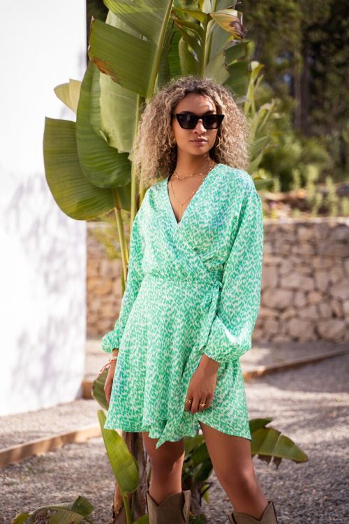 Jurk panterprint groen clearance