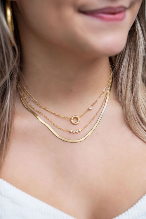 Ketting met ronde bedel & strass hartje | My Jewellery