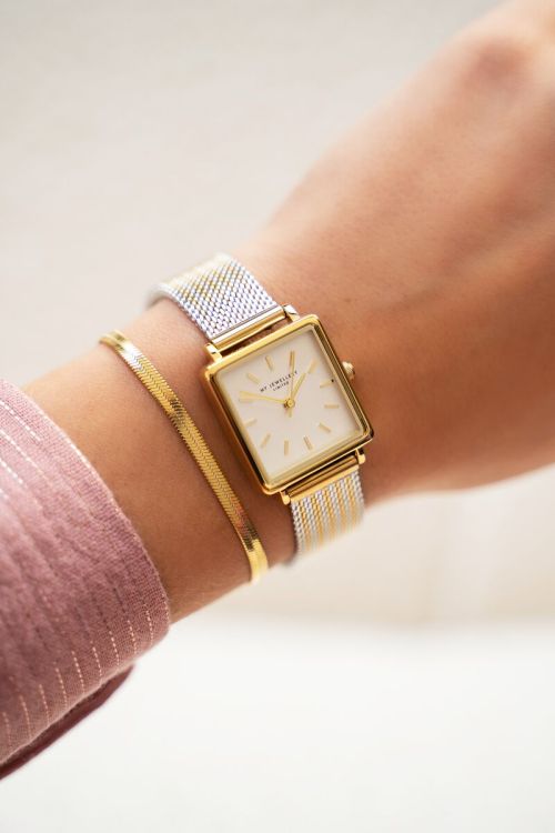 Vierkant horloge met multikleur schakelband | My Jewellery