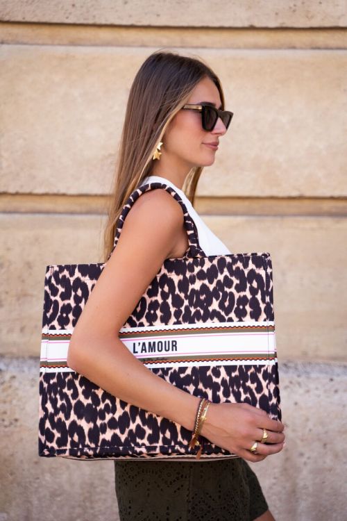 Shopper „l'amour“ mit Leopardenmuster