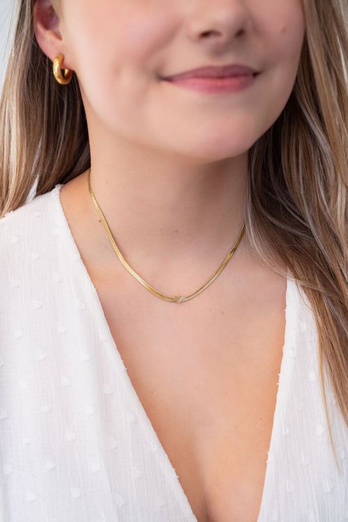 Ketting met platte schakel & hart | My Jewellery