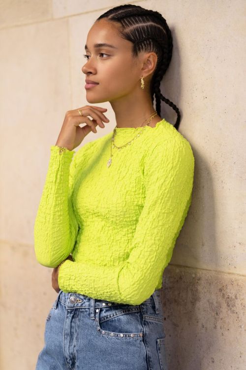 Neon green top with bubble texture | My Jewellery