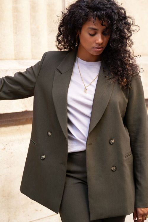Dark green double breasted blazer | My Jewellery