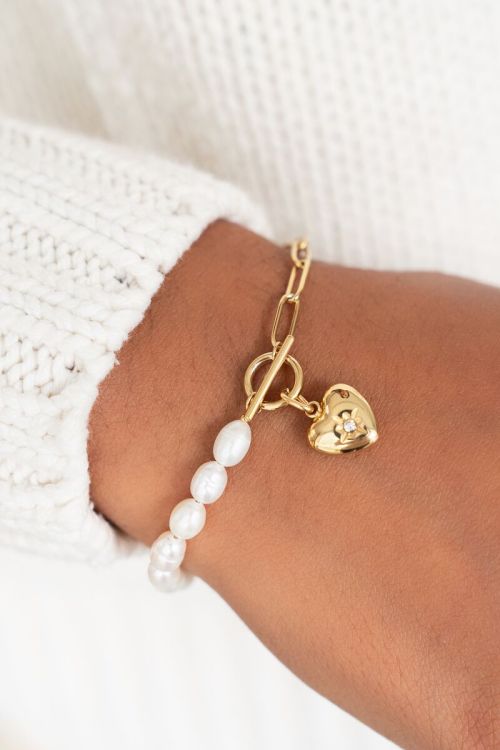 Armband mit Gliedern & Süßwasserperlen