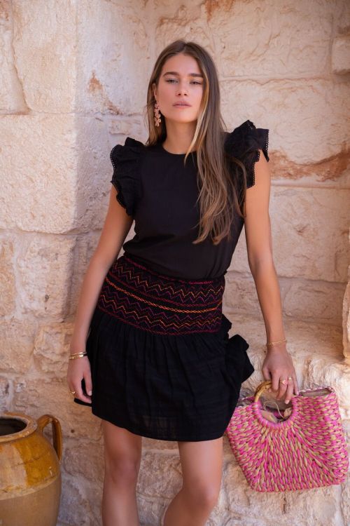 Zwarte rok met multi kleur jacquard My Jewellery