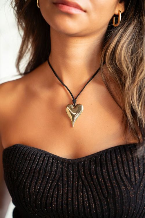 Black cord necklace with charm clearance
