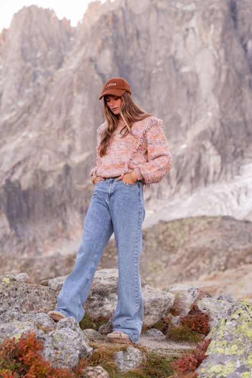 Orange spacedye oversized jumper with fringing | My Jewellery