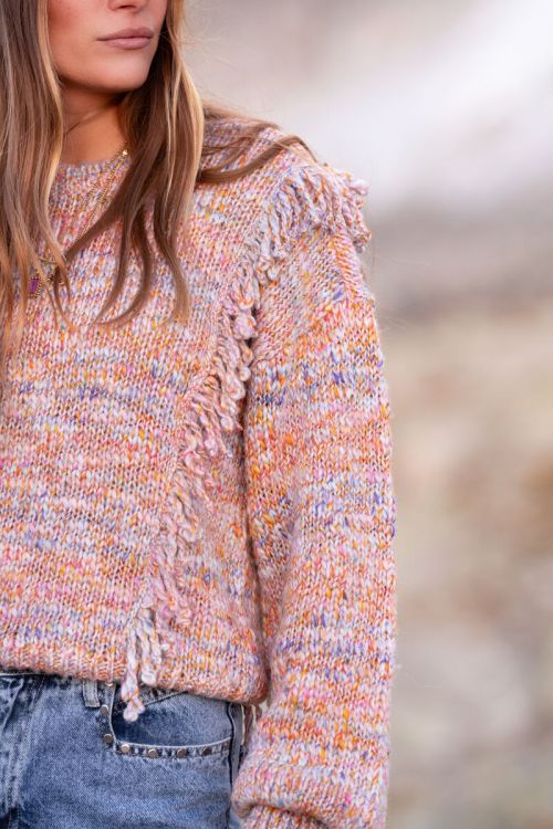 Orange spacedye oversized jumper with fringing | My Jewellery