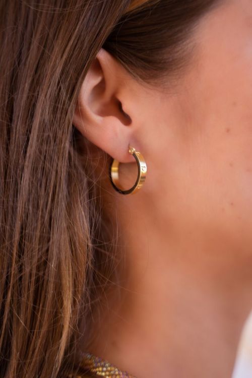 Earrings with engraved hearts