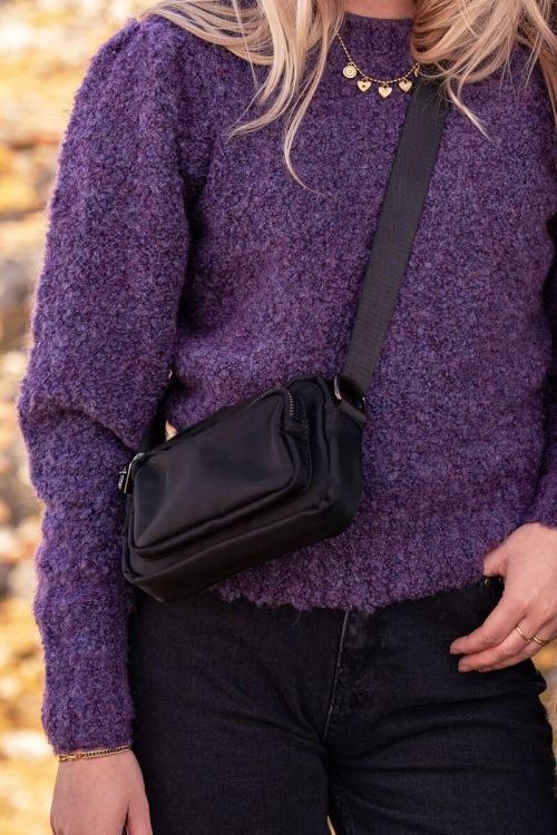 Black cross body bag with front pocket | My Jewellery