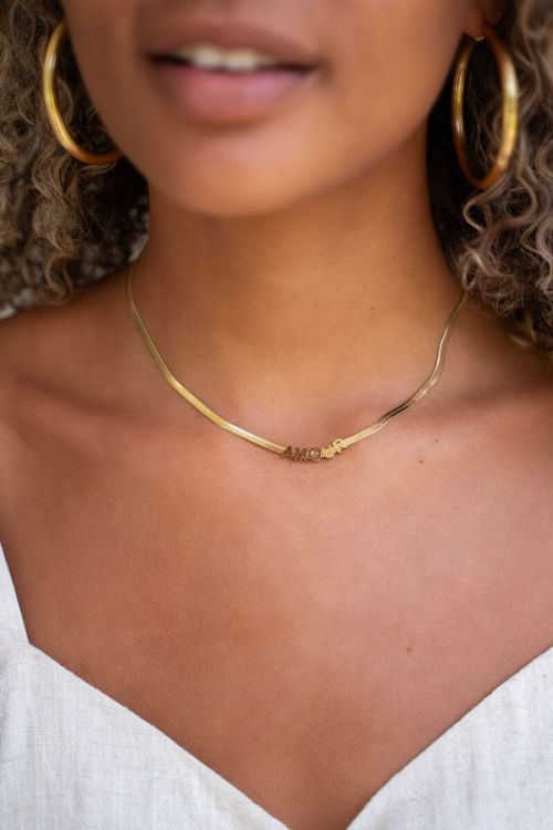 Flat link chain with amour text | My Jewellery