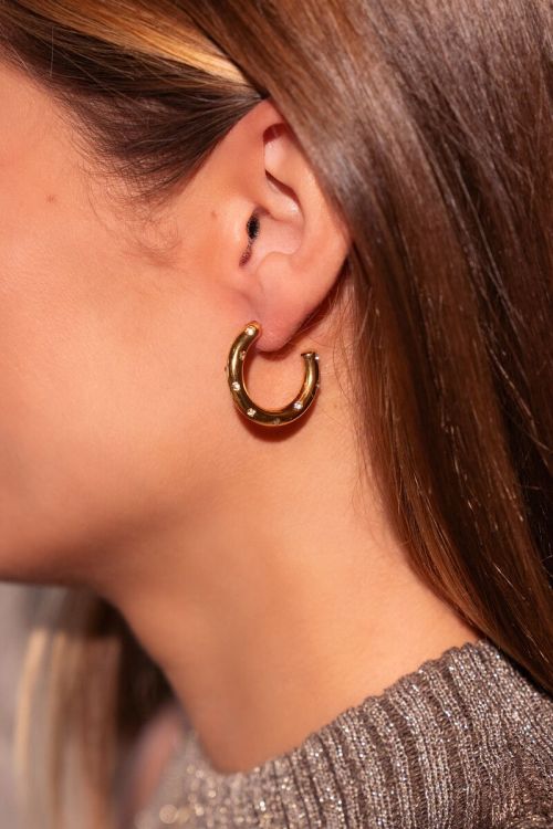Universe hoop earrings with rhinestones