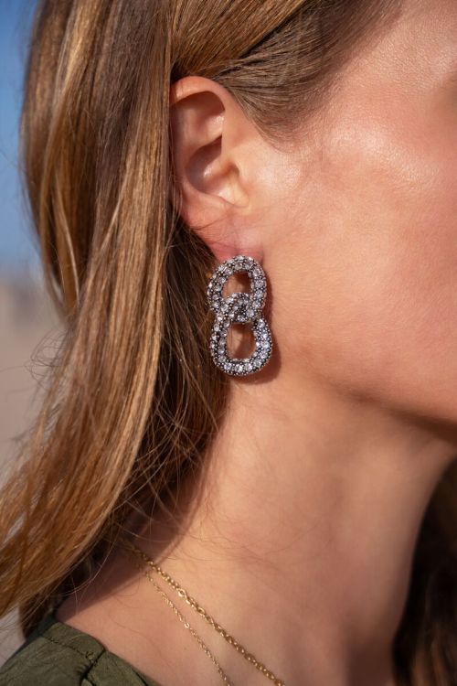 Chain earrings with rhinestones | My Jewellery