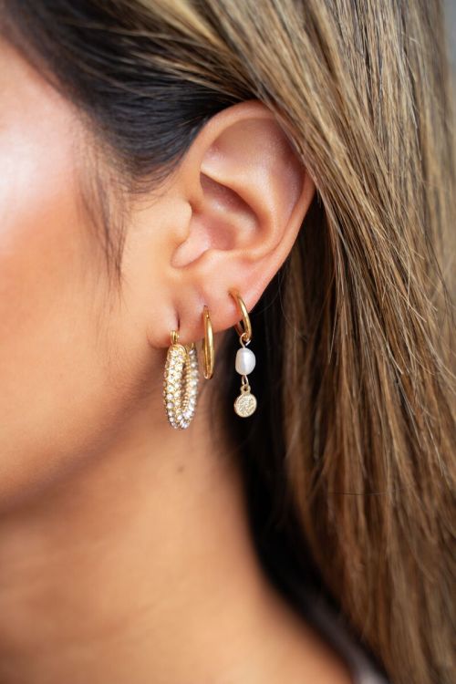 Clip-on earrings freshwater pearl & coin