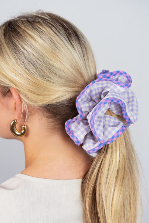 Lilac scrunchie with plaid | My Jewellery