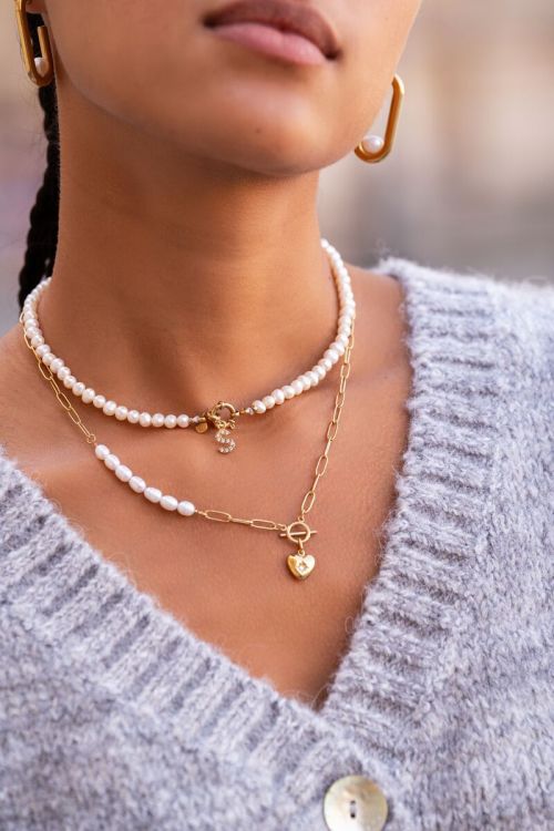 Gliederkette mit Perlen & Herz