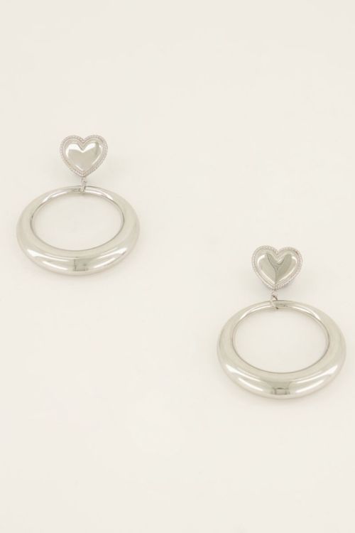 Ronde statement oorbellen met hart | My Jewellery