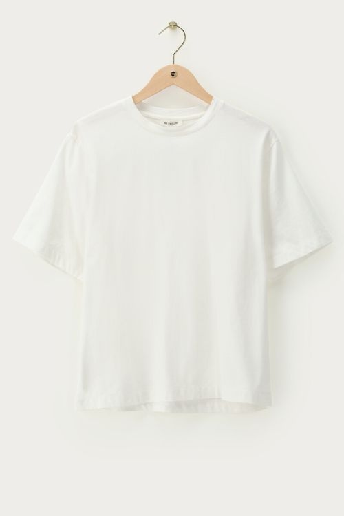 White T-shirt with pearl frills | My Jewellery