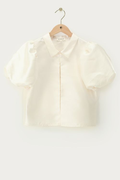 White top with short puff sleeves in satin look | My Jewellery
