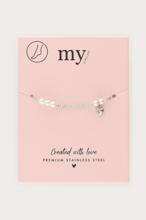 Anklet freshwater pearls with small heart | My Jewellery