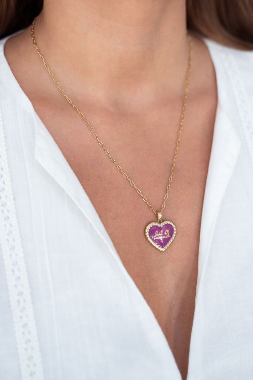 Art chain necklace with fuchsia vintage heart | My Jewellery