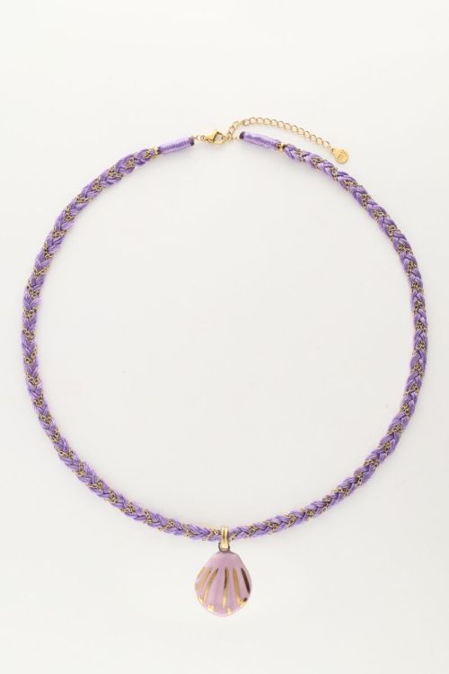 Art lilac braided cord necklace with shell | My Jewellery