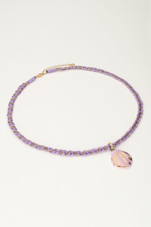 Art lilac braided cord necklace with shell | My Jewellery