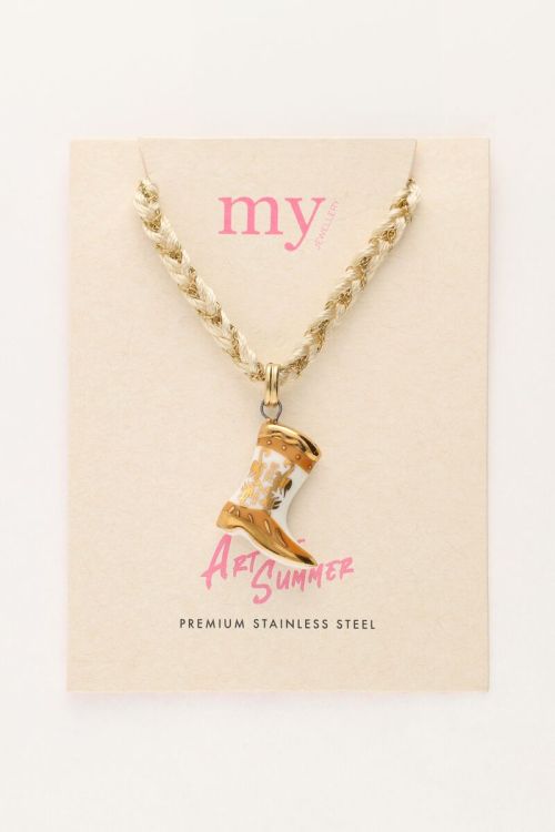 Art white cord necklace with western boot | My Jewellery