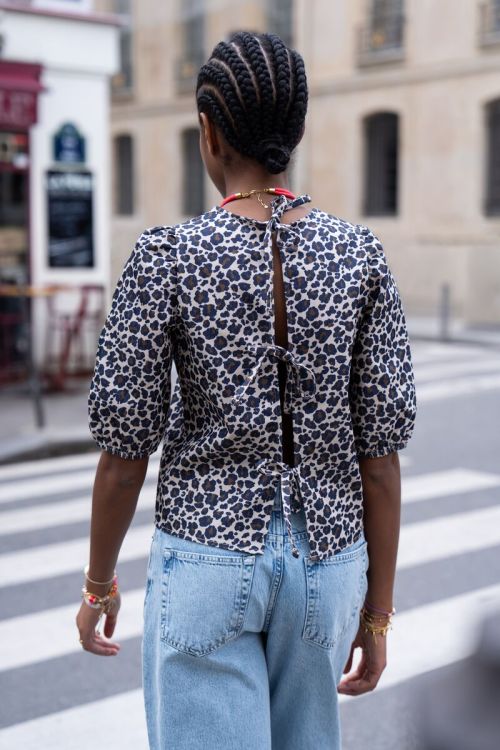 Panther print top with bows at back | My Jewellery
