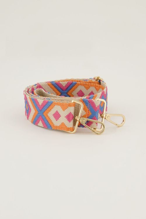 Beige bag strap met gekleurd patroon | My Jewellery